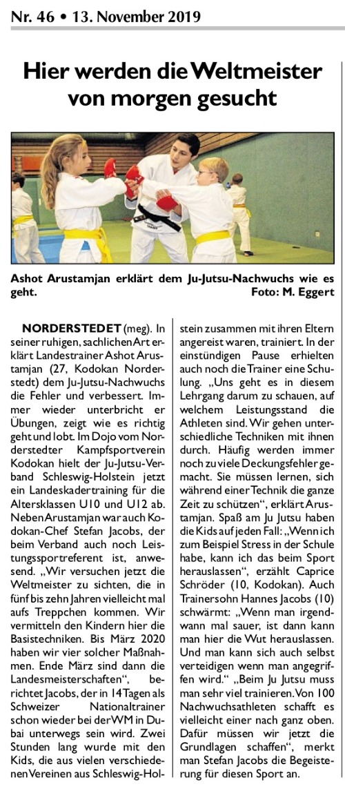 Ju-Jutsu: Bericht vom Landeskaderlehrgang 8/2019 im Heimatspiegel