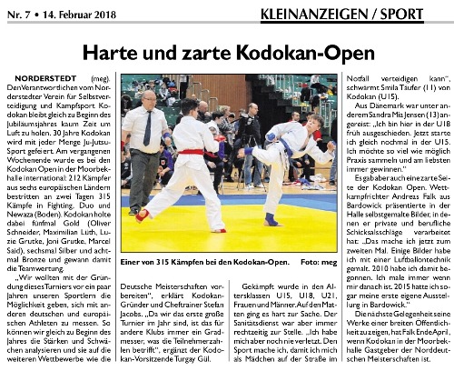 Ju-Jutsu: Kodokan Open 2018 im Heimatspiegel