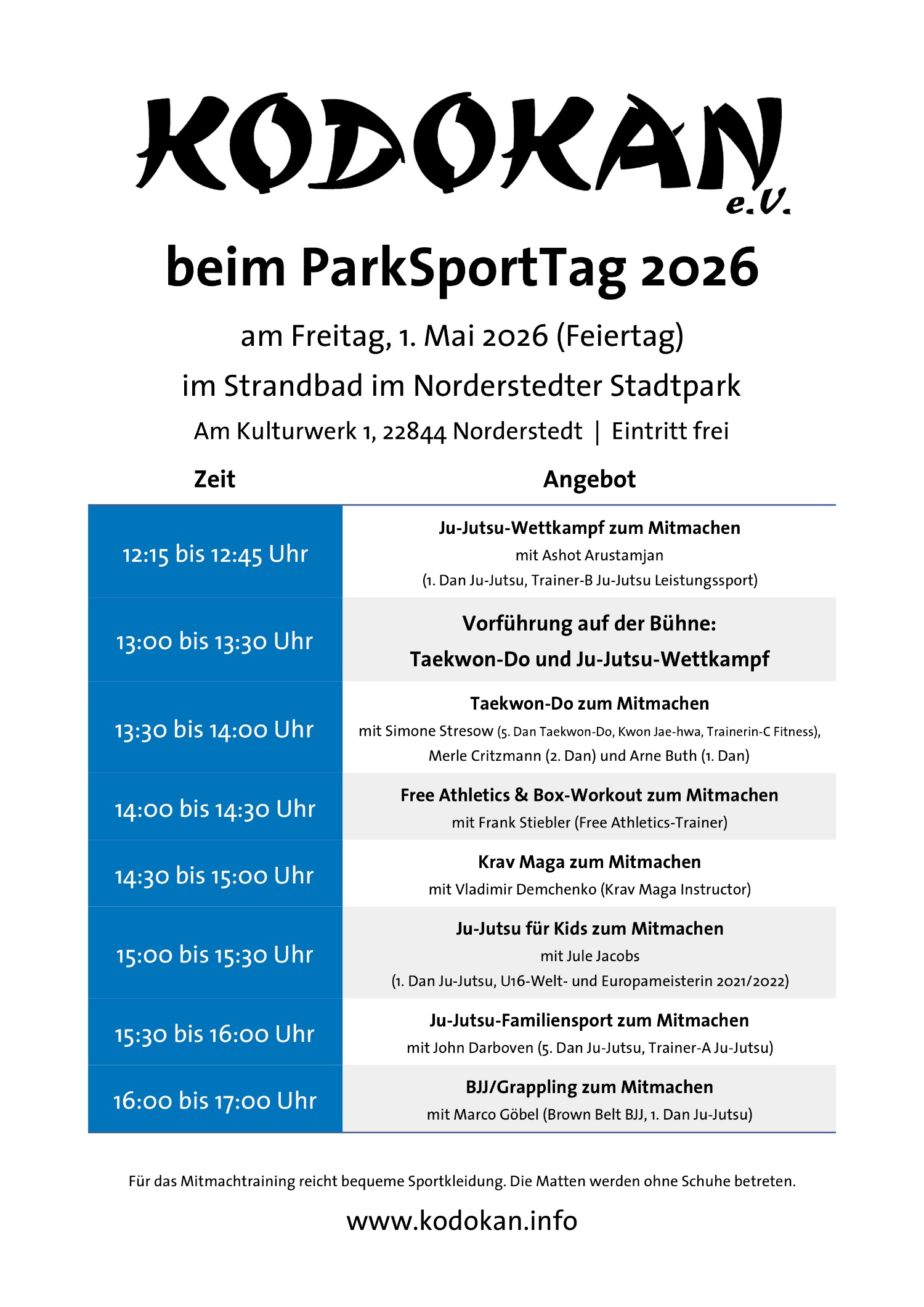 Kodokan beim ParkSportTag am 1. Mai 2026 im Norderstedter Stadtpark